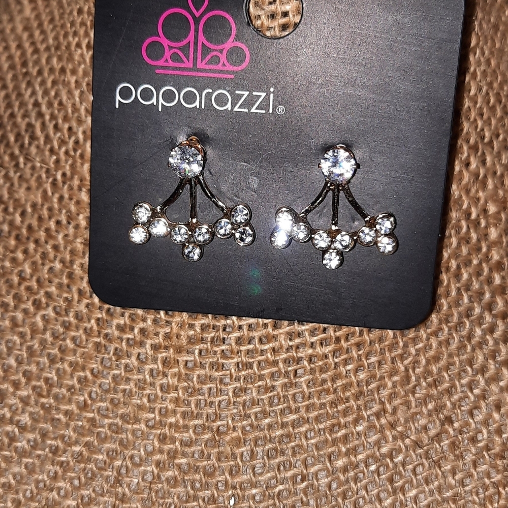 Paparazzi Silver, Gold and Green earrings jackets